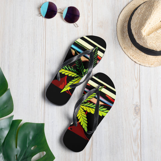 Stripey Cannabis Plant Flip-Flops