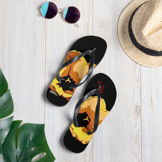 Yellow Tulip Flowers Flip-Flops