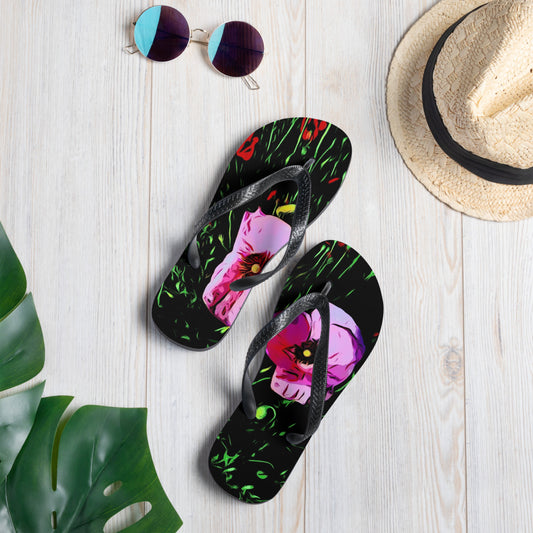 Field of Pink Poppy Flowers Flip-Flops