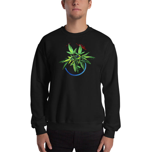 1 Blue Cannabis Pot Plant Unisex Sweatshirt