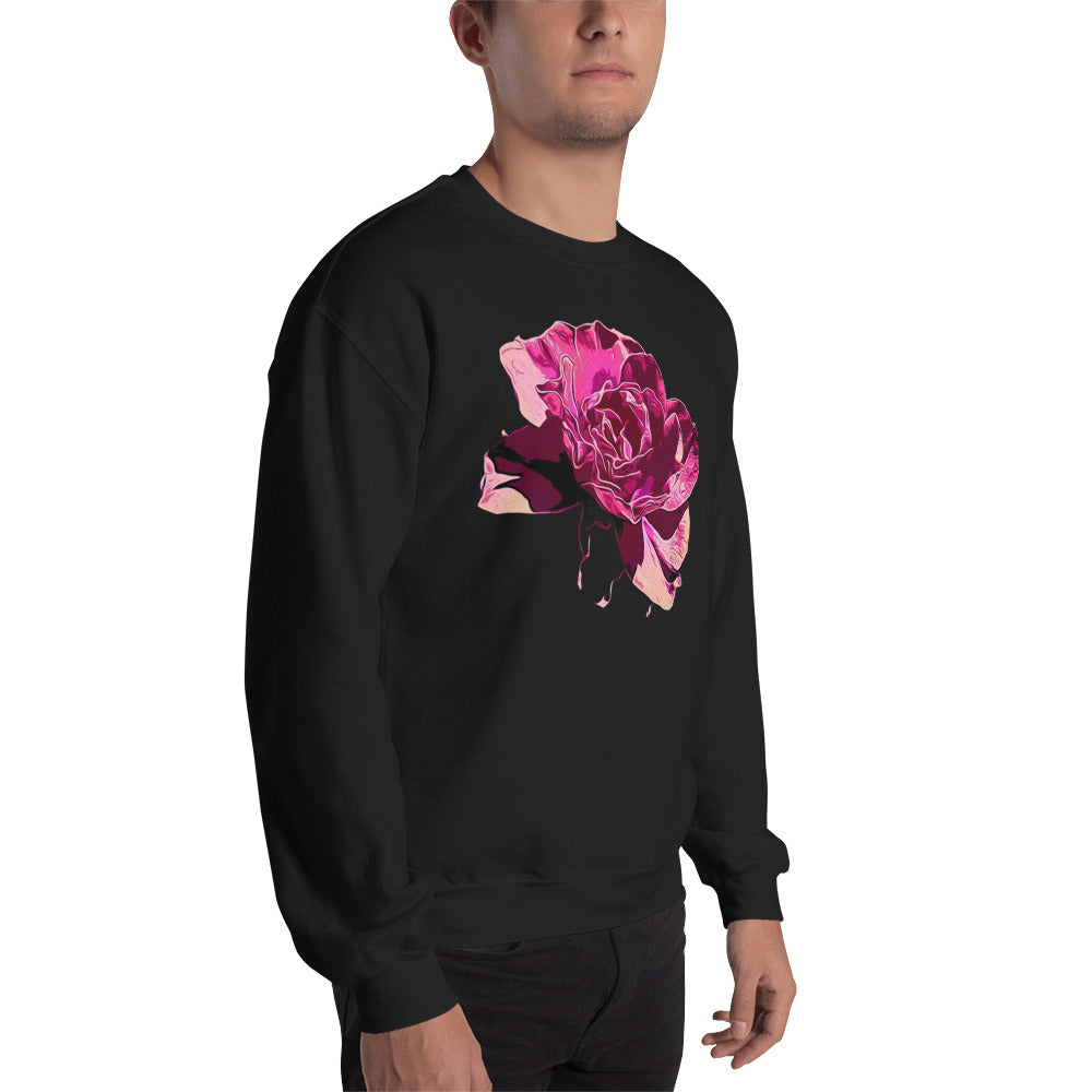 Big Pink Rose Flower Unisex Sweatshirt
