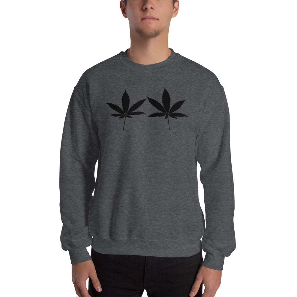 Black Cannabis Leaves Unisex Sweatshirt