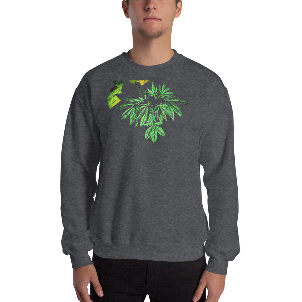 Sleeping Broad Leaf Cannabis Plant Unisex Sweatshirt