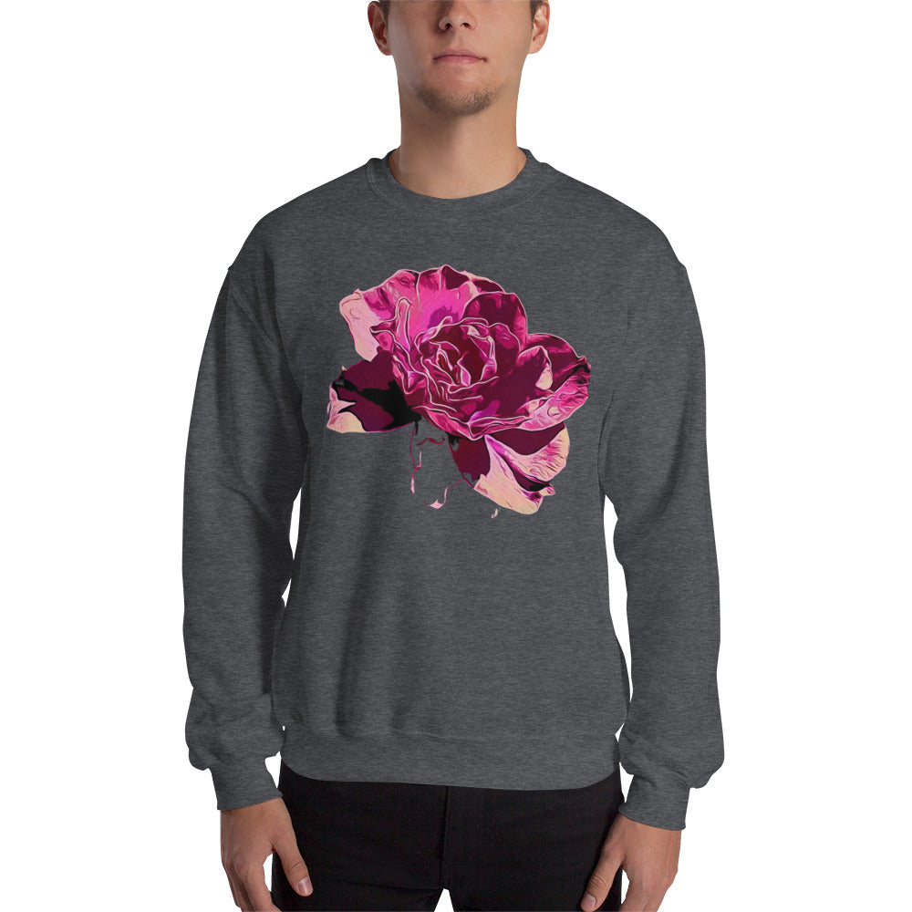 Big Pink Rose Flower Unisex Sweatshirt