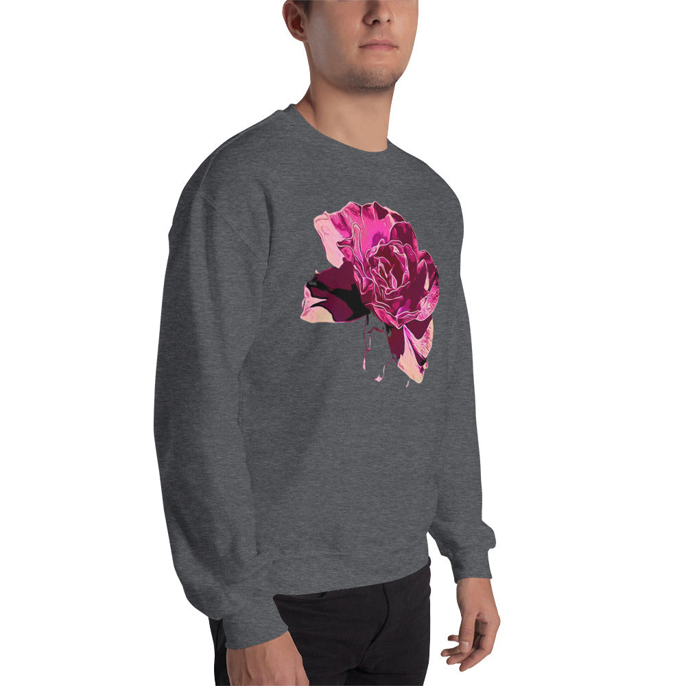 Big Pink Rose Flower Unisex Sweatshirt