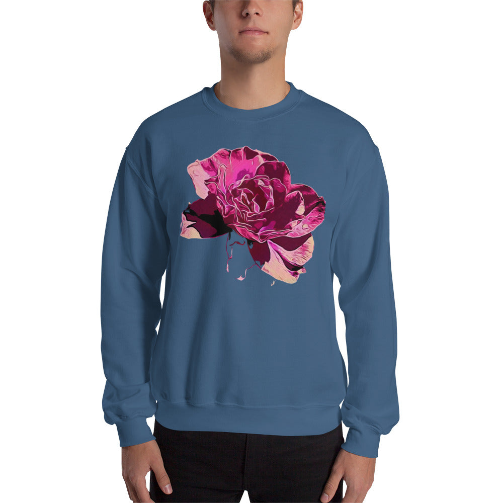 Big Pink Rose Flower Unisex Sweatshirt