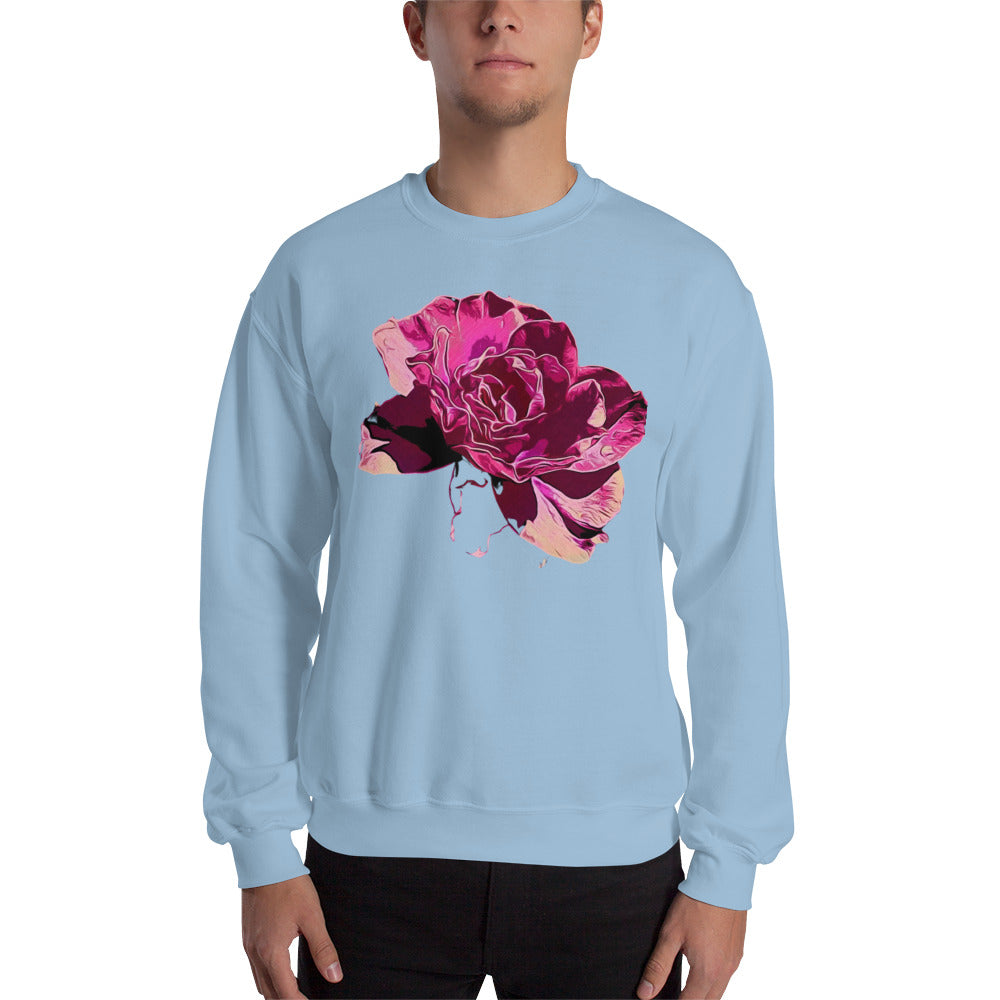 Big Pink Rose Flower Unisex Sweatshirt
