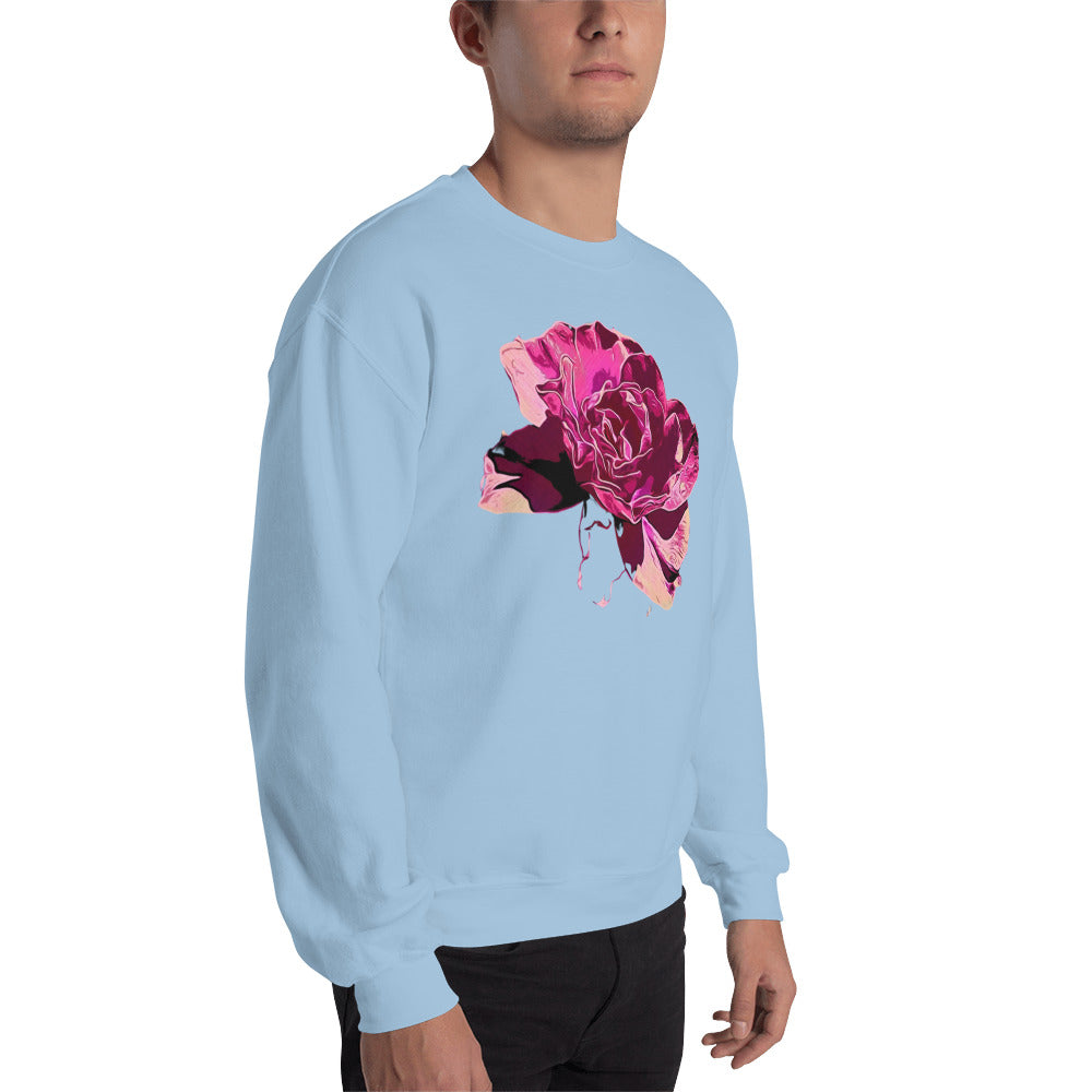 Big Pink Rose Flower Unisex Sweatshirt