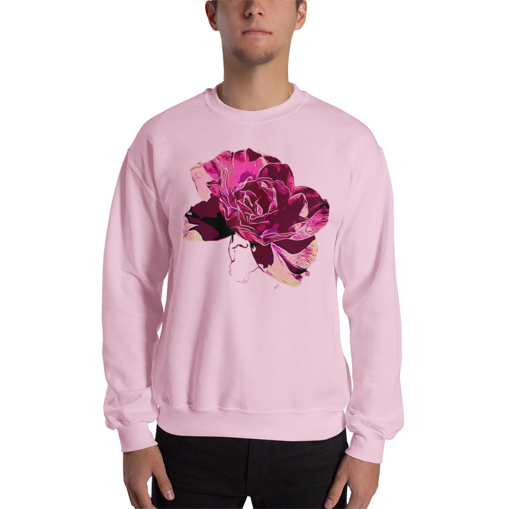Big Pink Rose Flower Unisex Sweatshirt