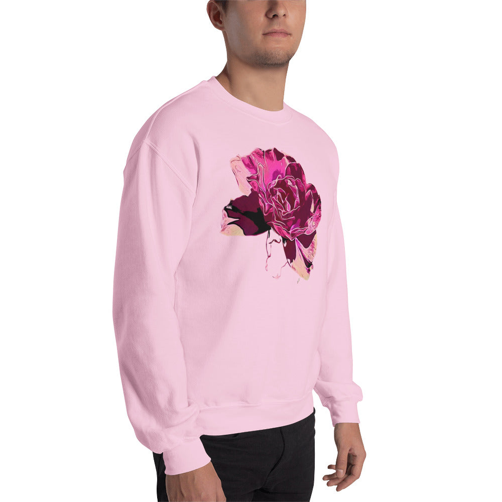 Big Pink Rose Flower Unisex Sweatshirt