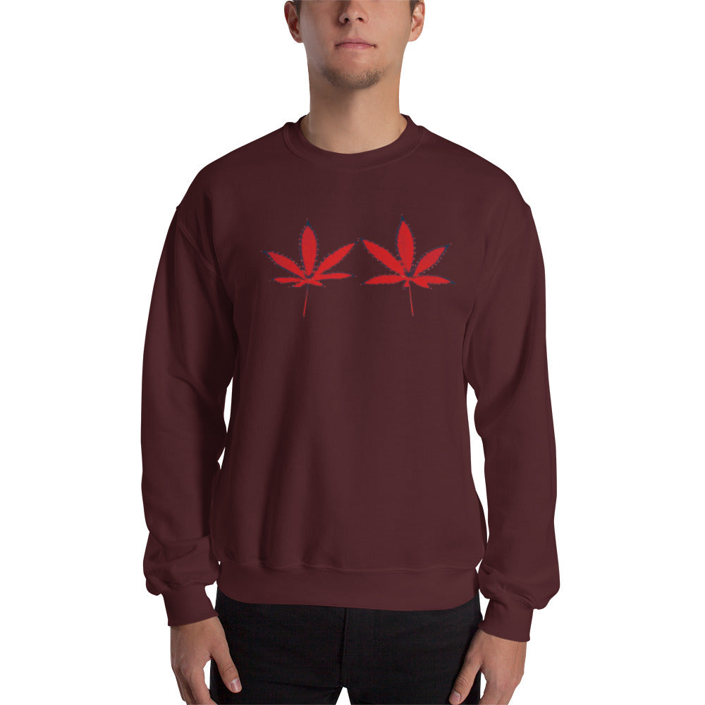 Red Leaves Cannabis Plant Unisex Sweatshirt