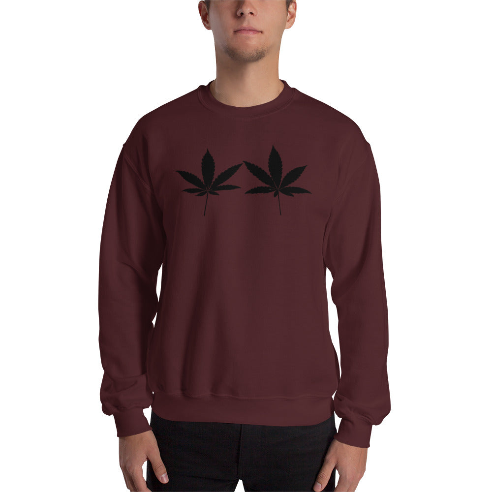 Black Cannabis Leaves Unisex Sweatshirt