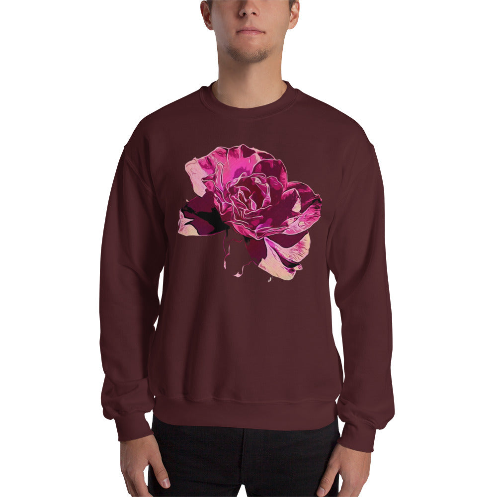 Big Pink Rose Flower Unisex Sweatshirt