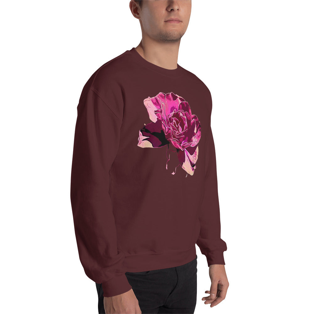 Big Pink Rose Flower Unisex Sweatshirt