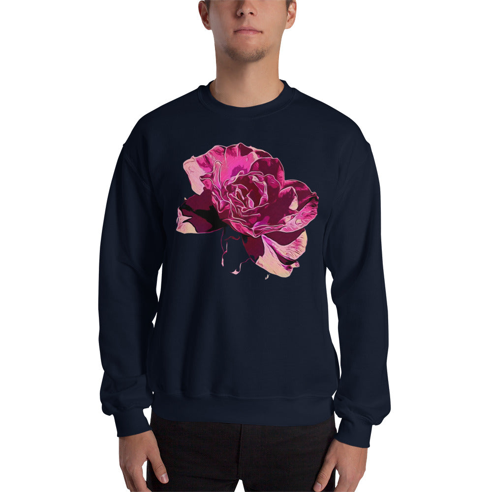 Big Pink Rose Flower Unisex Sweatshirt