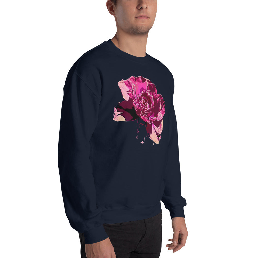 Big Pink Rose Flower Unisex Sweatshirt
