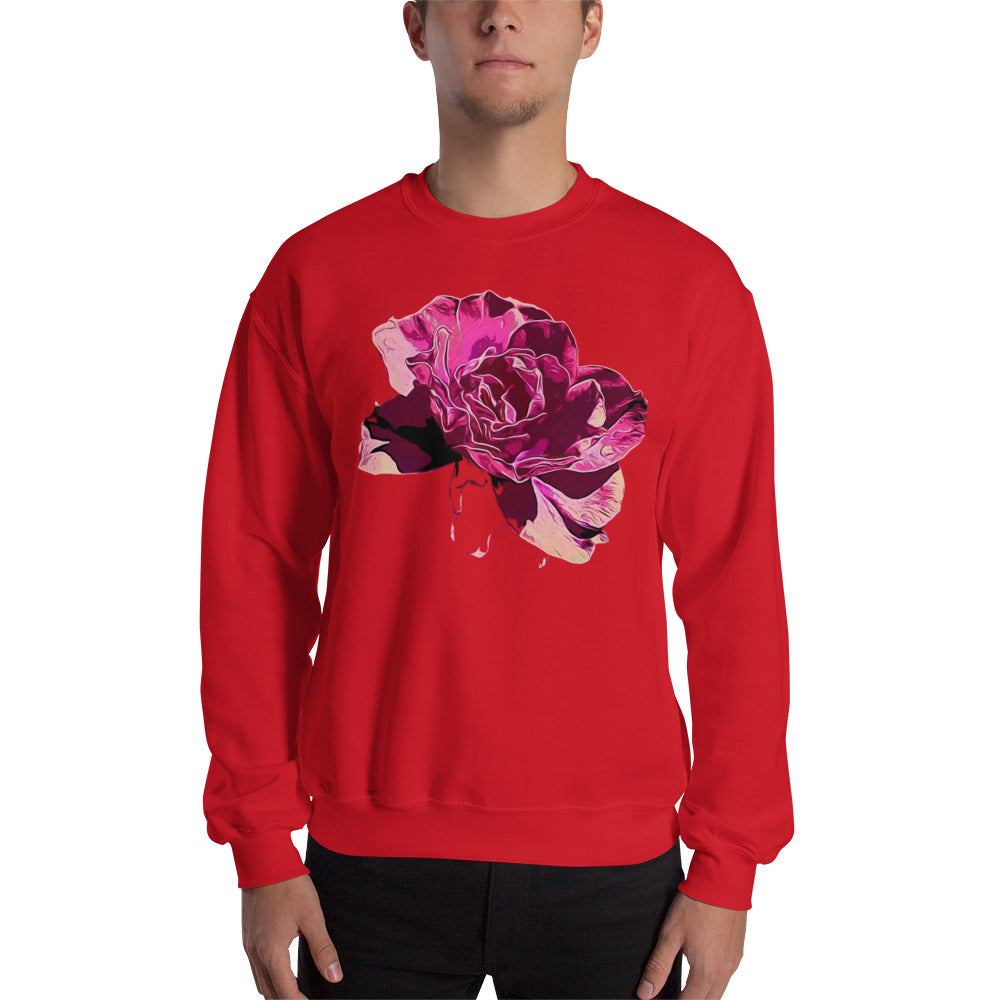 Big Pink Rose Flower Unisex Sweatshirt