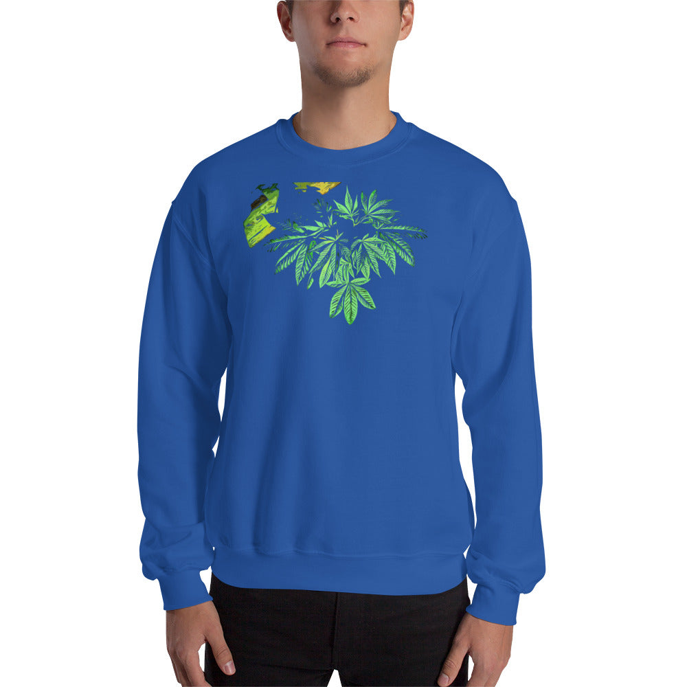 Sleeping Broad Leaf Cannabis Plant Unisex Sweatshirt