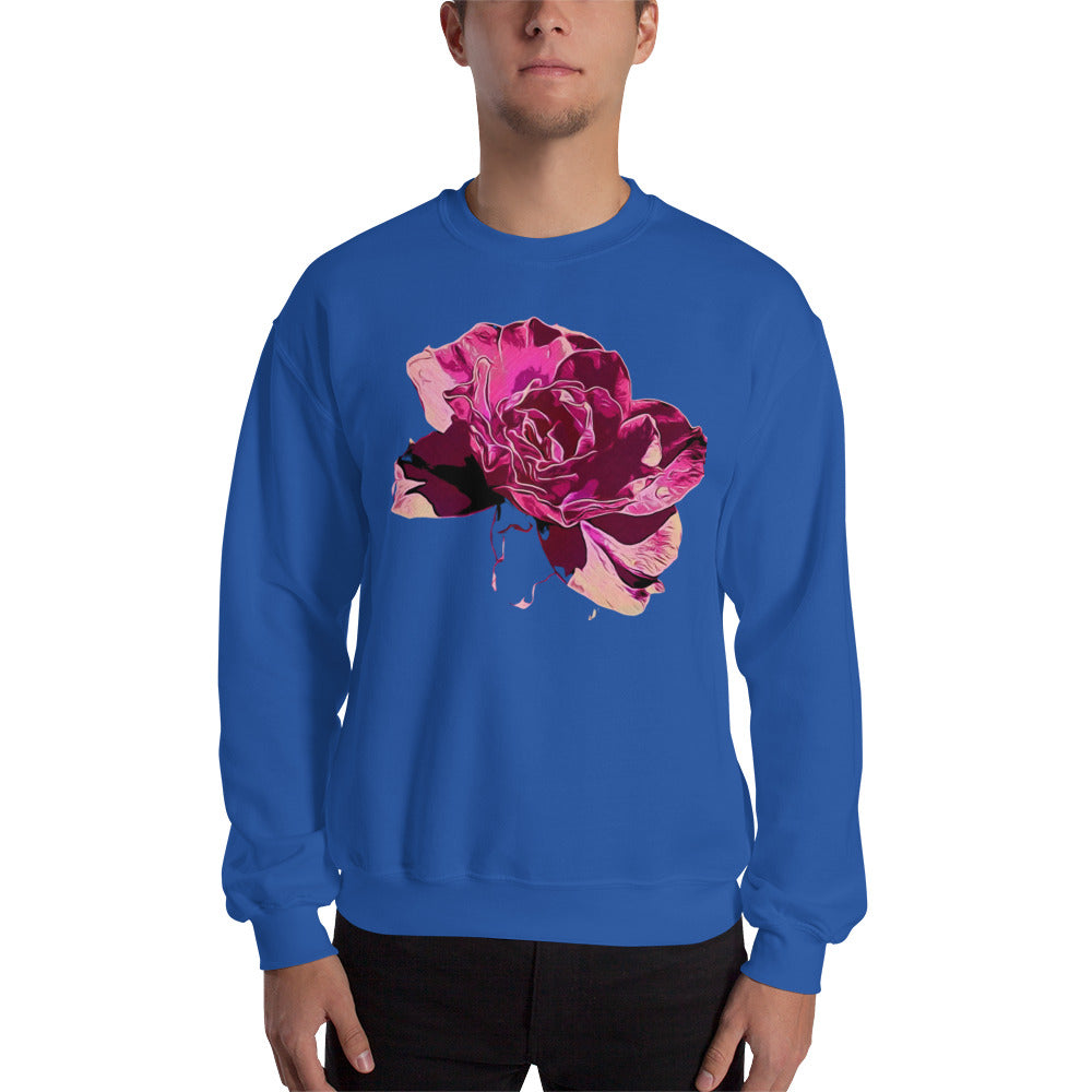 Big Pink Rose Flower Unisex Sweatshirt