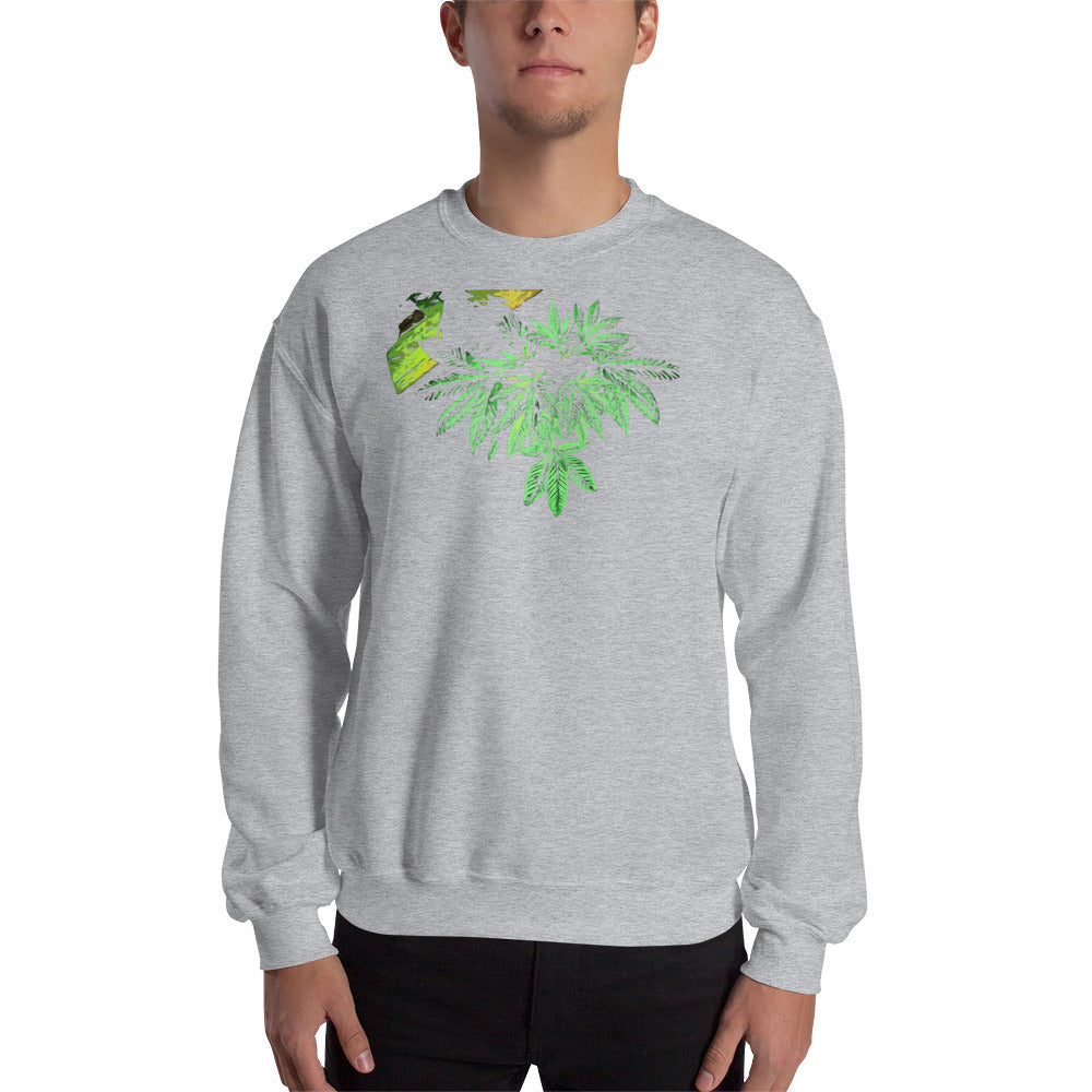 Sleeping Broad Leaf Cannabis Plant Unisex Sweatshirt