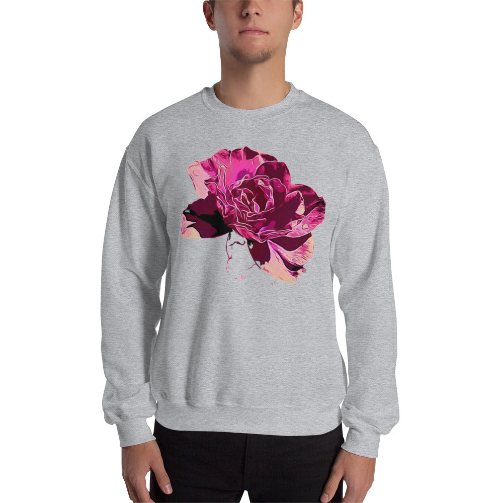 Big Pink Rose Flower Unisex Sweatshirt