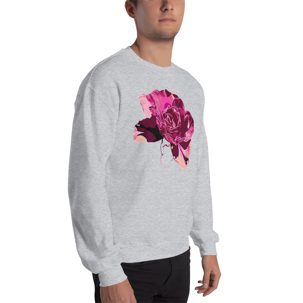 Big Pink Rose Flower Unisex Sweatshirt