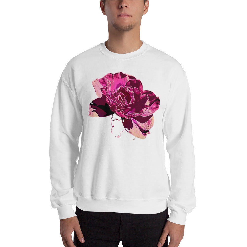 Big Pink Rose Flower Unisex Sweatshirt