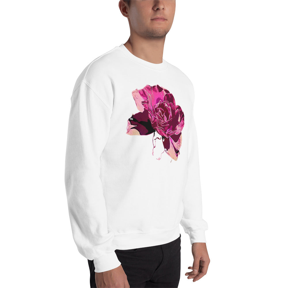 Big Pink Rose Flower Unisex Sweatshirt