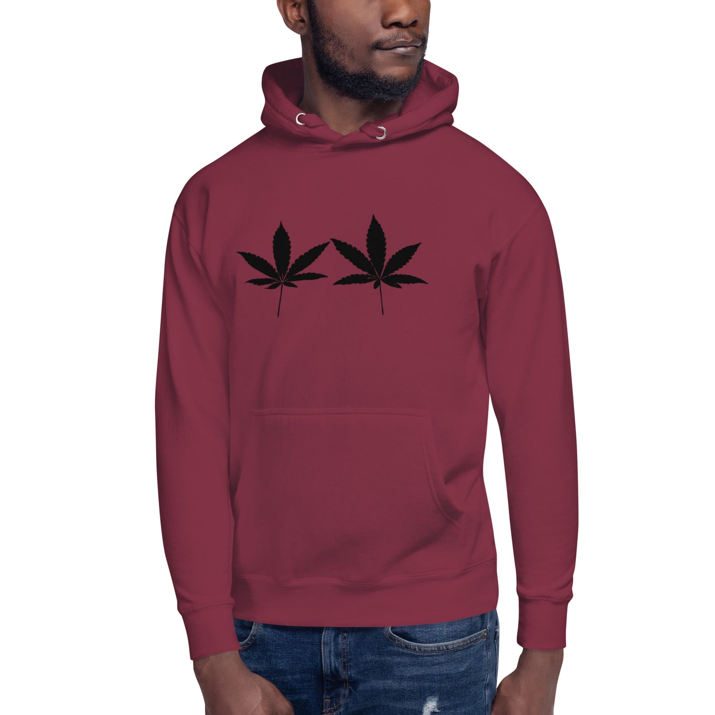 Black Cannabis Leaves Unisex Hoodie