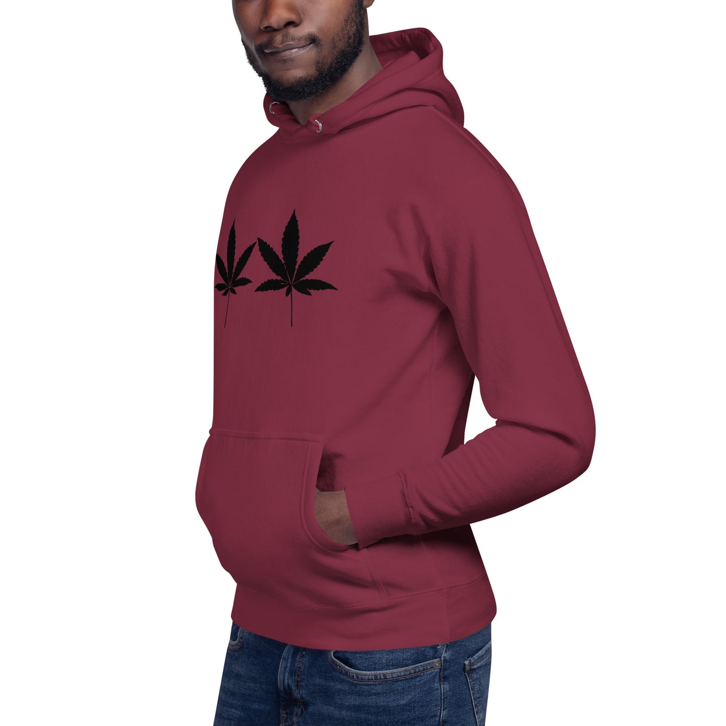 Black Cannabis Leaves Unisex Hoodie