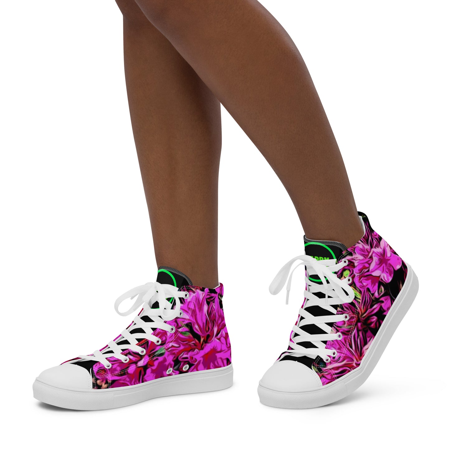 Pink Azalea Flowers Women’s high top canvas shoes